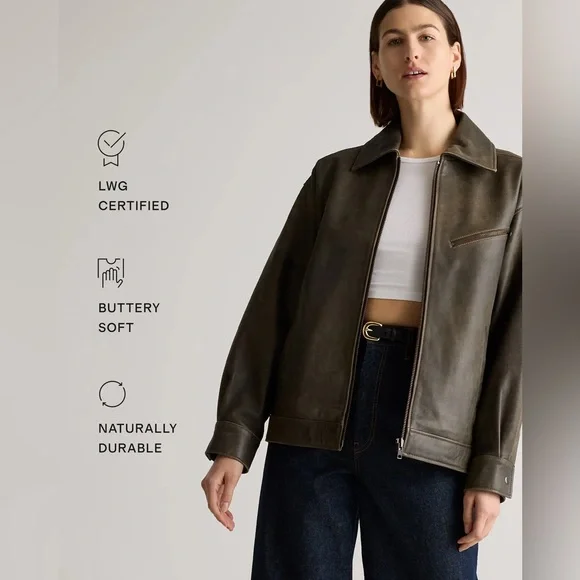 100% Leather Oversized Bomber Jacket - Picture 3 of 6